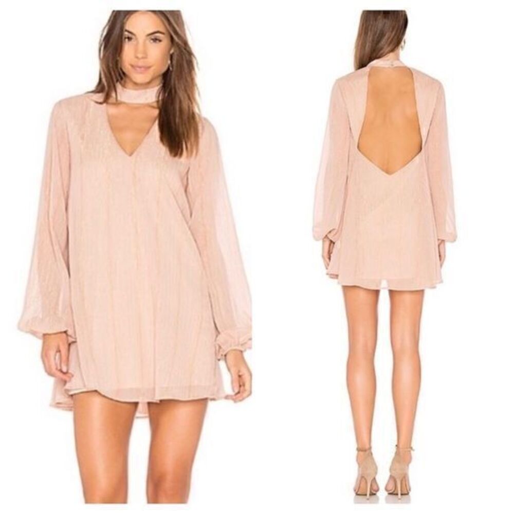 Show Me Your Mumu Josephine Bell Mini Shift Dress Blush Medium Open Cut Out Back